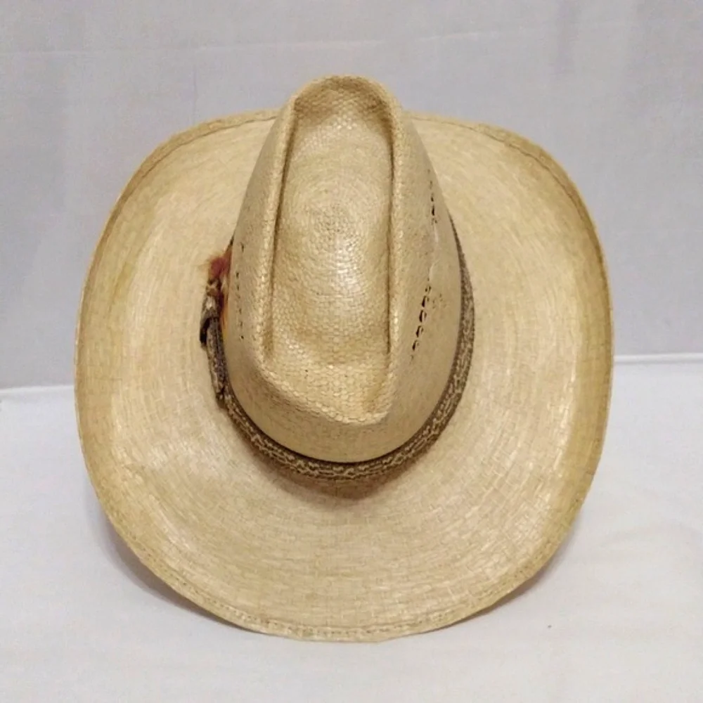 WARDS Western Boho Straw Hat Unisex Size 7.25 Cowgirl Cowboy Festival Chic